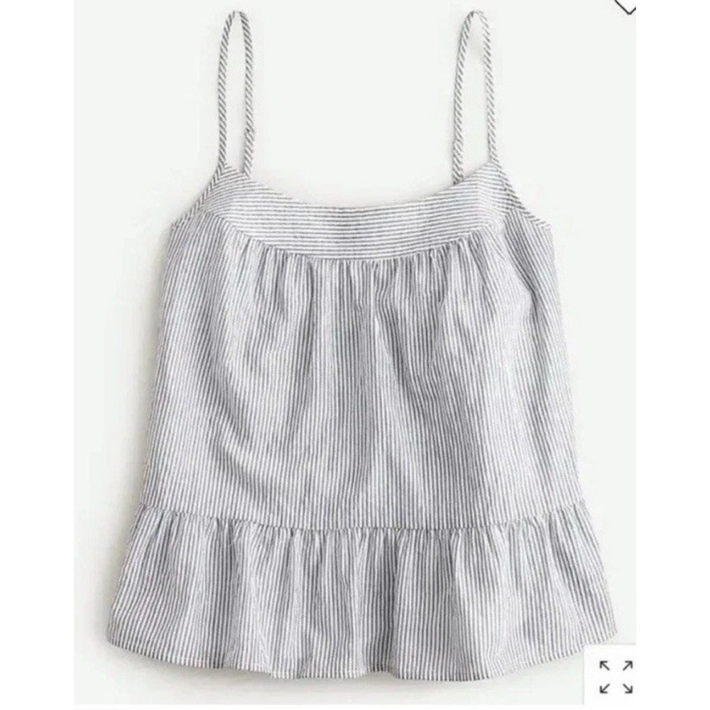 J.Crew Re-Imagined Striped Peplum Camisole Top Blue White AZ767 Womens Small